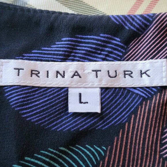 Trina Turk Racerback Tank Halter Top Chain Leaf Print Silk Size L Large - Picture 4 of 5